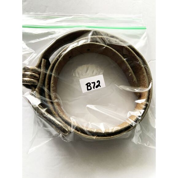 Rare Brighton Tan Leather Belt Engraved Buckle Size M B72 - Picture 6 of 6